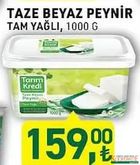 TARIM KREDİ TAM YAĞLI TAZE BEYAZ PEYNİR 1000 G fiyat ve kampanya bilgisi